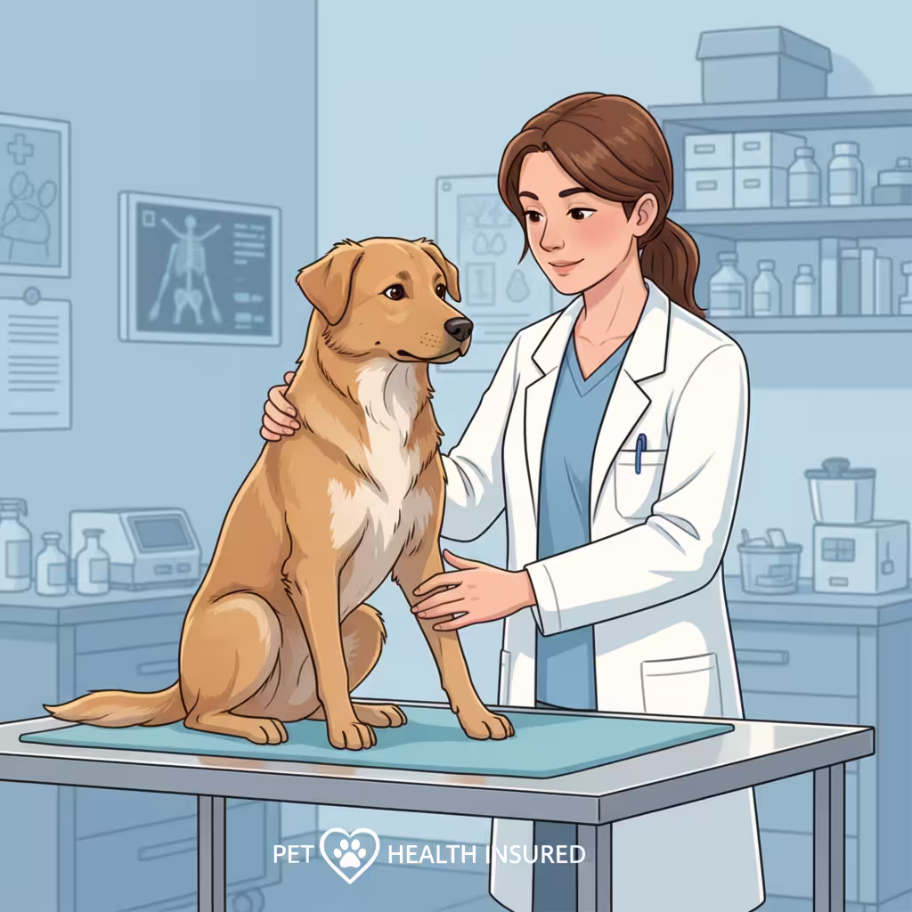 vet examining the dog