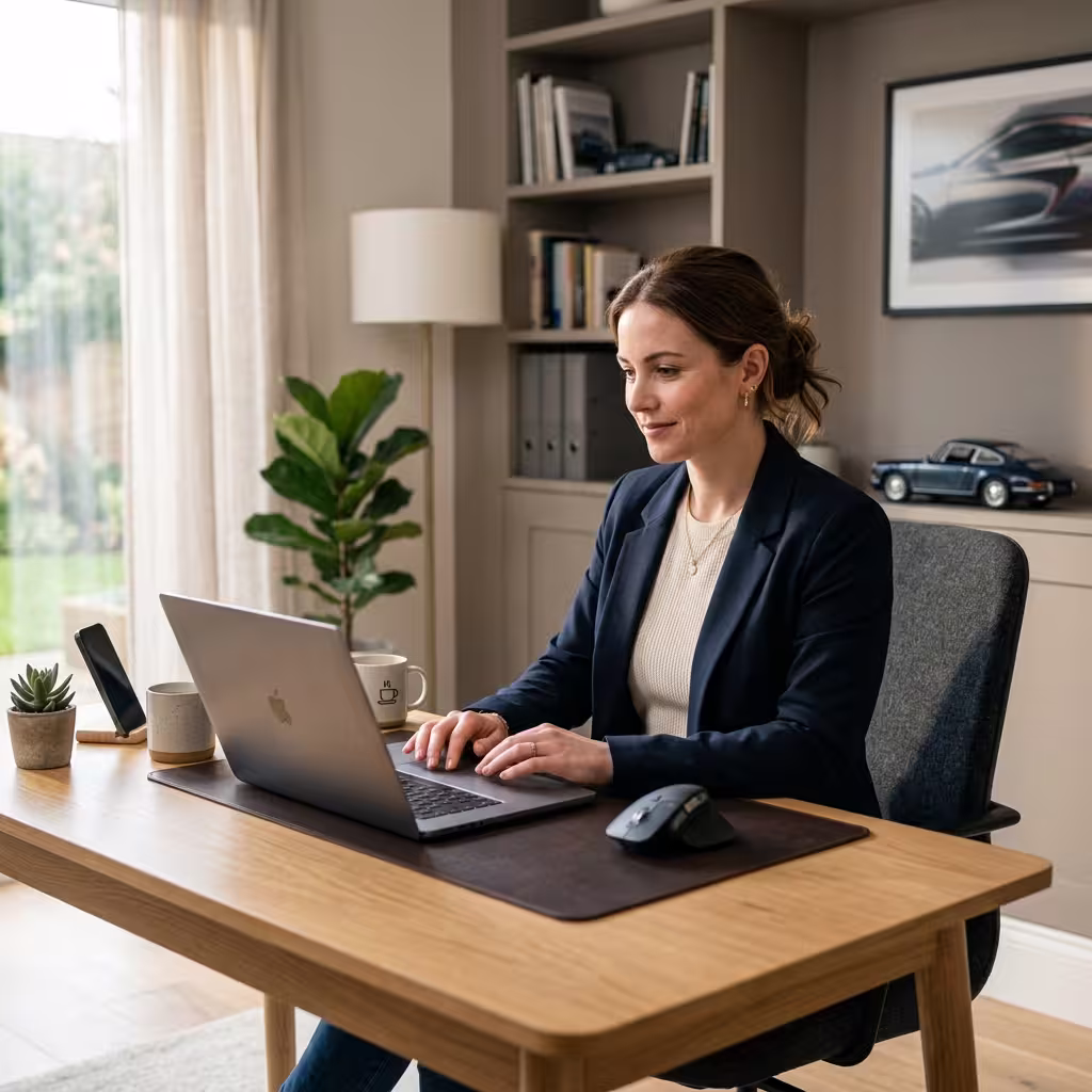 A woman shopping for car insurance after accident and seeing online on her laptop. 