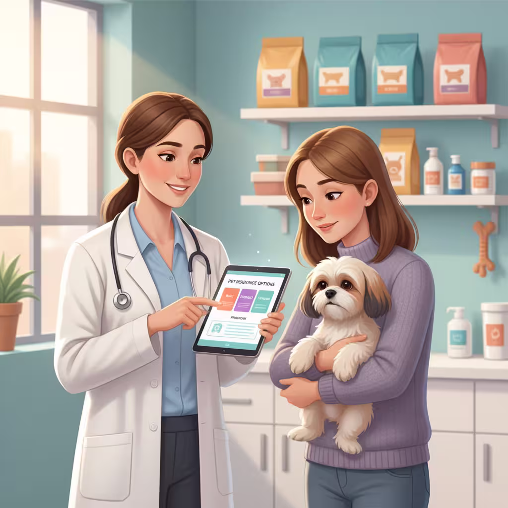 vet explaining pet insurance options