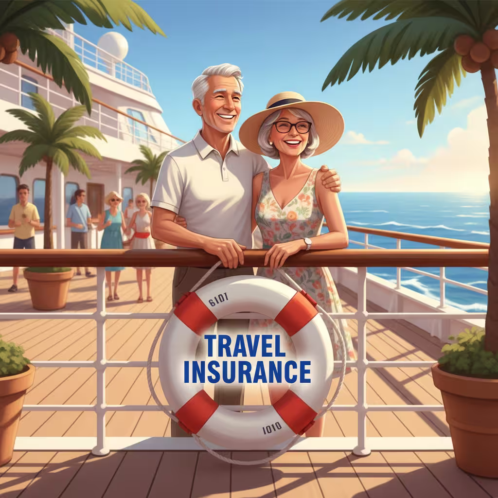 A senior couple can be seen happily setting off to a cruise voyage