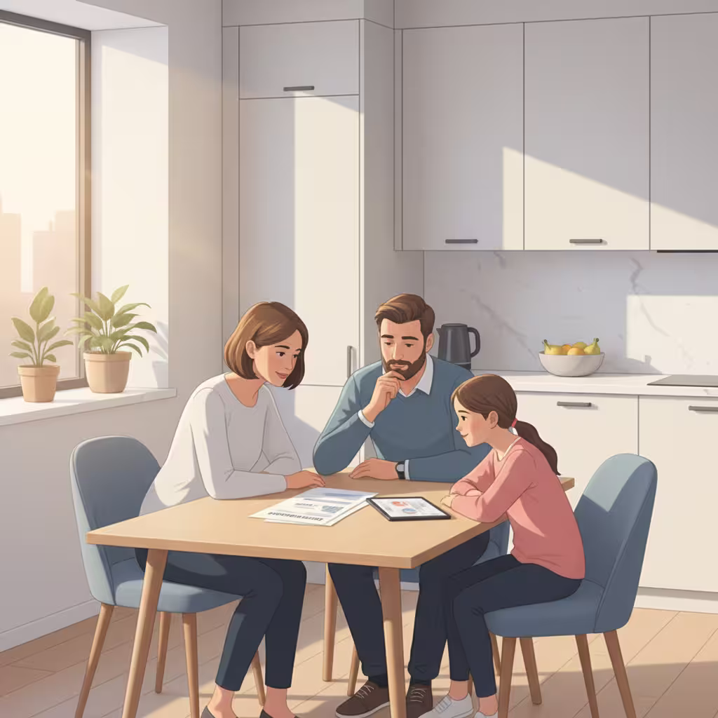 family comparing best life insurance companies at the kitchen table