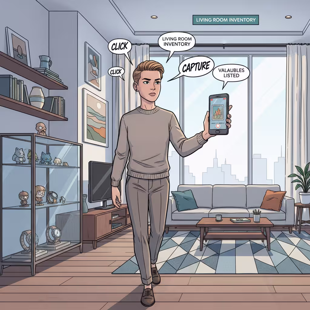 A lady filming her entire house just for insurance inventory