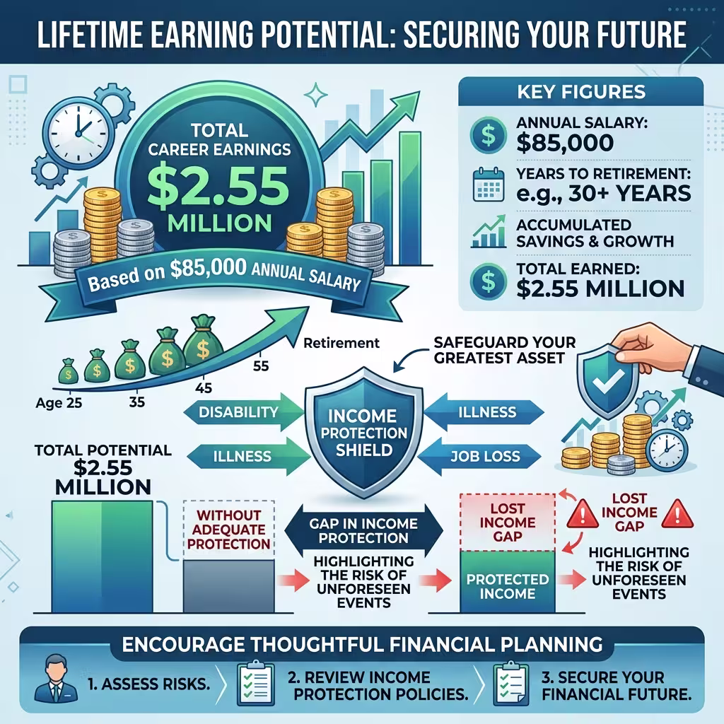 An infographic from the disability insurance guide showcasing key statistics, including coverage gaps and SSDI benefits.