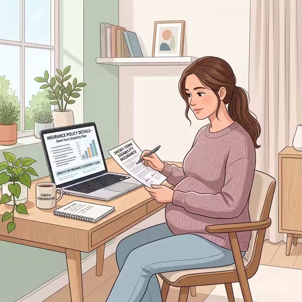 pregnant woman reviewing short term disability insurance 